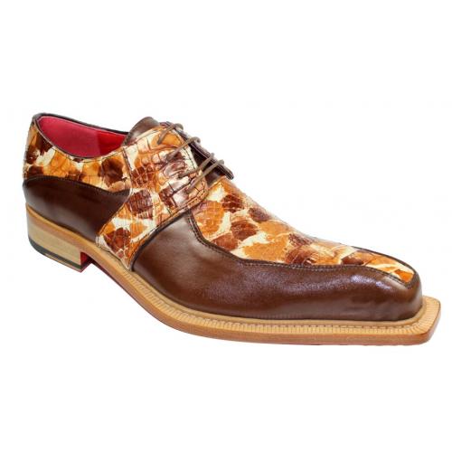 Fennix Italy "Theo" Brown Combination Genuine Alligator / Calf Oxford Shoes.